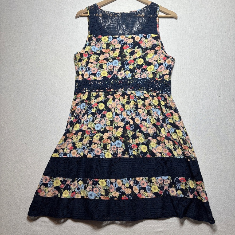 Lauren Conrad Feminine Floral Lace‎ Sleeveless Fit Flare Dress Size 12 Boho